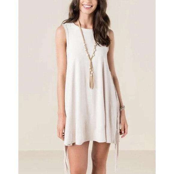 Francesca's Collections Dresses & Skirts - NWT Francesca's Collection Faux Suede Fringe Sleeveless Mini Dress Size Small